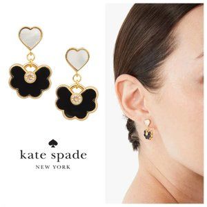 🖤 NEW Kate Spade B&W Spade Flower Drop Earrings